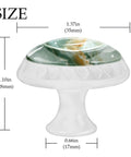 Kick Up Your Decor Game With These Four Sage Green Marble Texture Round Cabinet Knobs Featuring Slick Crystal Glass Finish Sturdy Drawer Pulls For Dressers Kitchen And Nursery Spaces, 35mm sage green knob on white ABS base.