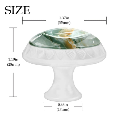Kick Up Your Decor Game With These Four Sage Green Marble Texture Round Cabinet Knobs Featuring Slick Crystal Glass Finish Sturdy Drawer Pulls For Dressers Kitchen And Nursery Spaces, 35mm sage green knob on white ABS base.