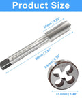 Pro Grade M12 X 1.25 HSS Metric Tap And Die Set shown with dimensions for metalworking DIY auto repair projects