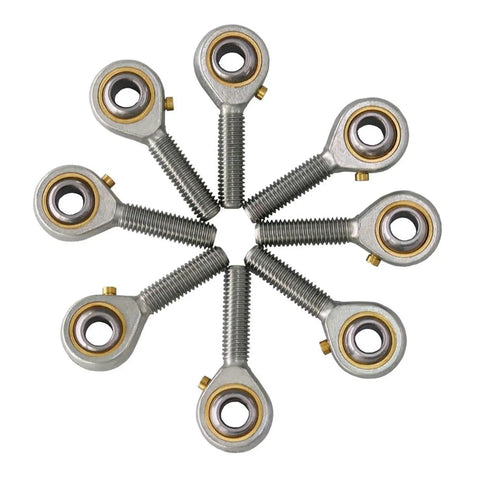 Heavy Duty 1/4 Bore Rod End Bearing With 1/4-28 Male Thread POSB4 Heim Joint arranged in circular pattern, showcasing durable steel construction.