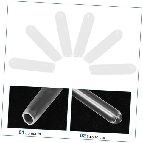 Close-up of Clear Plastic End Caps 100 Pack For Screws And Round Tubing, showing smooth design and transparent material.