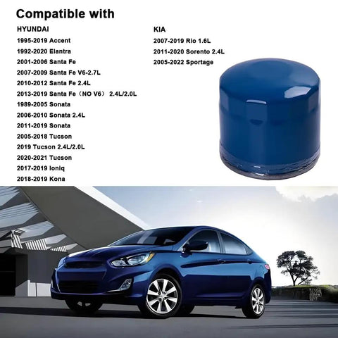 Six Piece Engine Oil Filter And Drain Plug Gasket Kit Fits Hyundai Elantra Santa Fe Sonata Accent Kona And Kia Forte Forte5 1997-2023 Direct Replacement OEM Parts 26300-35503 26300-35504 26300-35505