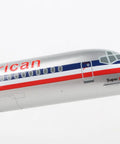 Close-up of American Airlines MD-80 Model Airplane Kit 1:150 Scale with Snap-Fit Assembly and Display Stand Old-School AA Livery