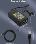 Power Over Ethernet Injector 48V 24W Supply for Cameras, IP Phones, Switches - Gigabit Ethernet, IEEE 802.3at/af, RJ45 Compliant, 10/100/1000 Mbps, Overload Protected, Plug N Play, Includes 3ft Cat6 Cable, size shown