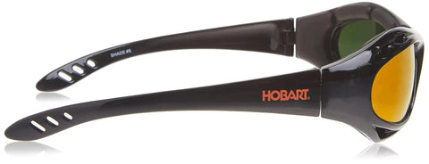 Side view of Shade 5 Mirrored Safety Glasses With Pro Grade Shatterproof Lenses, featuring black frame and mirrored lenses.