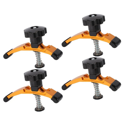 Beefy T Track Clamp Set For CNC Routers And Milling Machines, Heavy Duty Hold Down Clamps With Aluminum Alloy Bodies And Rubber Pads, 5 3 8 Inch Long, Fits 3 Inch Workpieces, 4 Piece Set, four clamps