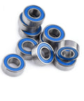Flanged 5x11x4mm deep groove ball bearing 2RS steel with double shield seals for rail track linear motion systems.
