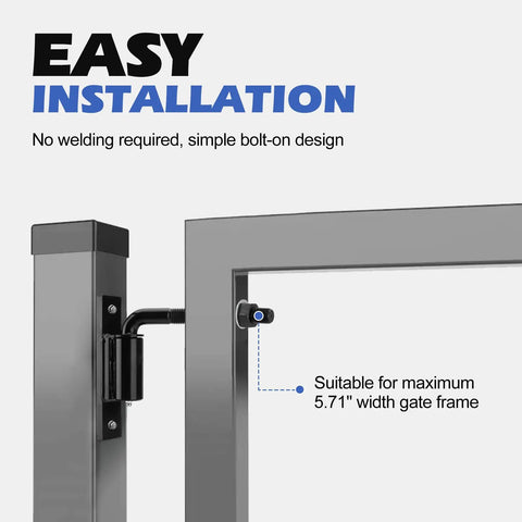 Beefy Three Quarter Inch J Bolt Gate Hinge Set, Seven Inch Long, Heavy Duty Bolt On Hinges, No Welding Needed, Four Pack For Durable Gate Installations installed on gate frame