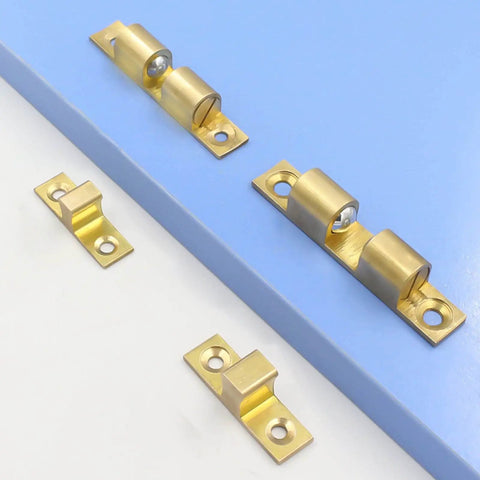 Adjustable Double Ball Cabinet Door Catch Roller Latch for Small Cabinet Doors shown on blue surface