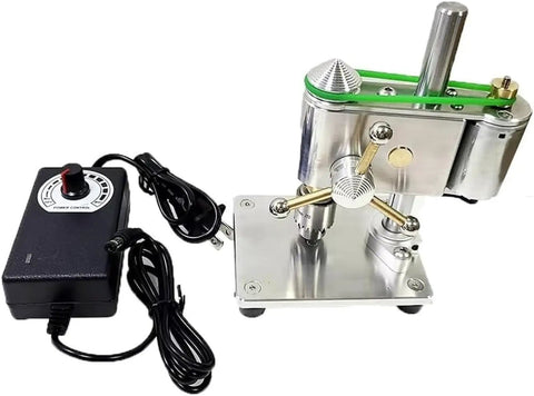 Industrial Grade Mini Bench Drill Press With Precision Variable Speed Control, aluminum alloy body and brass spindle, compact design.