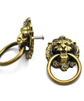 Antique Bronze Lion Head Knob Pull Handle Set Includes 2 Zinc Alloy Drawer Pulls With Mounting Screws For Cabinet Dresser And Door 2.64 X 1.57 Inches Ring Diameter 1.14 Inches Easy To Install