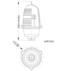 Technical drawing of Tower Adjustable Obstruction Light With Flashing AC110V, dimensions 220mm height, 136mm diameter.