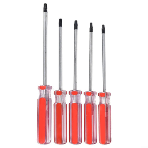 Top Tier 5 Pc Torx Screwdriver Set T15 To T30 Star Bit Kit With Deep Reach Handle Perfect For Impact Driver Usage Electronics Repair and Furniture Build Jobs Made From Tough Chrome Vanadium Steel, 5 Torx drivers