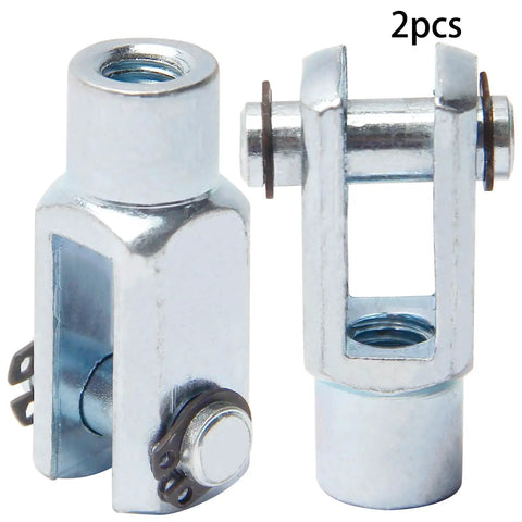 Air Cylinder Rod Clevis End Y Connector 2-Pack M8x1.25 Female Thread 40mm Length Iron Joint for Pneumatic Cylinders on white background, 2pcs