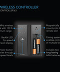 Wireless controller for 12-Inch Industrial Wall and Floor Fan with 10-speed levels and 433 MHz signal, includes batteries.
