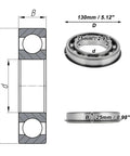 Diagram of Deep Groove Ball Bearing 6215NR 75x130x25mm P5 Open Type Lubricated Wheel Bearing showing dimensions and cross-section view.