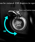Carbon Fiber Aluminum Start Stop Button Cover For Dodge Challenger Charger Durango And GM Cars Dope Anti Scratch Engine Ignition Decor Easy Install Black And Durable showing 150-degree rotation.