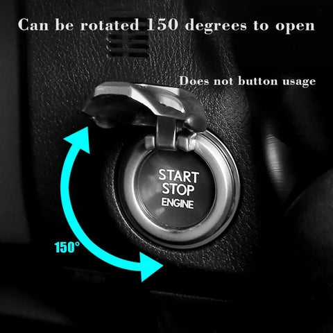 Carbon Fiber Aluminum Start Stop Button Cover For Dodge Challenger Charger Durango And GM Cars Dope Anti Scratch Engine Ignition Decor Easy Install Black And Durable showing 150-degree rotation.