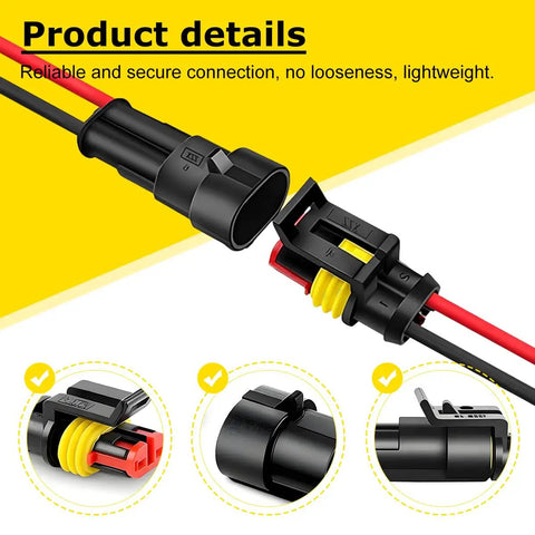 Top Tier 10 Set Of Premium 14 Awg Two Pin Electrical Connector Kits Made With Durable Copper And Nylon For Rock Solid Current Transmission And Easy Plugging, black two-pin wire connector