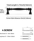 Dimensions of 10 Pack 5 Inch Matte Black Cabinet Handles Zinc Alloy Drawer Pulls for Cabinets, Dressers, Closets, and Doors