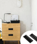 2 Pack Invisible Embedded Cabinet Handles for Flush Mount on wooden drawers, minimalist modern black design