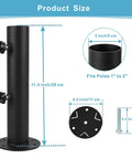 All Weather Granite Outdoor Umbrella Stand Tube Universal Base dimensions and components for 1 to 2 inch poles