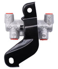 Top Shelf Brake Proportioning Valve For Honda Civic 1.5 And 1.6 Liter Models 1992 To 1995, silver and black hydraulic valve, top view.