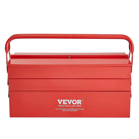 Solid 18 Inch Metal Tool Box With 3 Tier 5 Tray Layout, Fold Down Tool Chest For Garage Grinds And Truck Beds, Tough Powder Coated Steel For Sweet Organizing Vibes