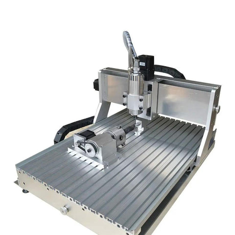 Four Axis 2200W CNC Router Engraving Milling Machine with USB Port for 3D Engraving and 360 Degree Jade and Wood shown at angle