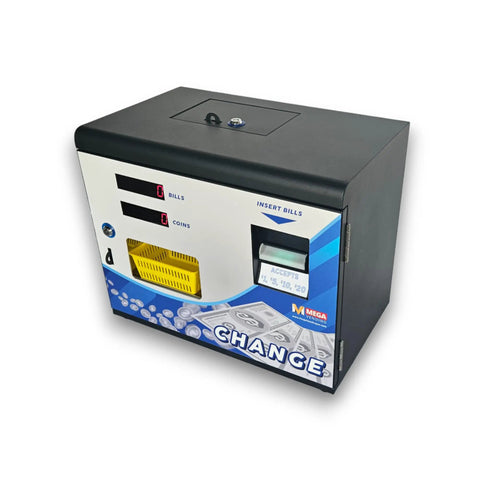 Dollar Bill To Coin Change Machine Black for Laundromats, Arcades and Vending Spots, wall mountable, coin dispenser view