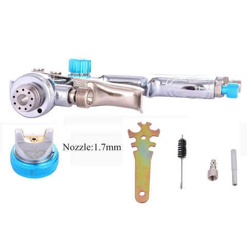Professional HVLP Siphon Feed Spray Gun with 1000cc Non Drip Cup One Point Seven Millimeter Nozzle Fully Adjustable Fluid Pattern and Air Controls