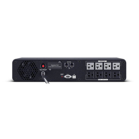 Rear view of PFC Sine Wave UPS Battery Backup and Surge Protector, 2000VA 1200W, with eight NEMA 5-20R outlets and expansion ports.
