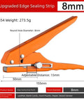 Orange edge sealing strip puncher with adjustable 15mm distance, suitable for leather, cards, hard plastic, paper, and veneer.
