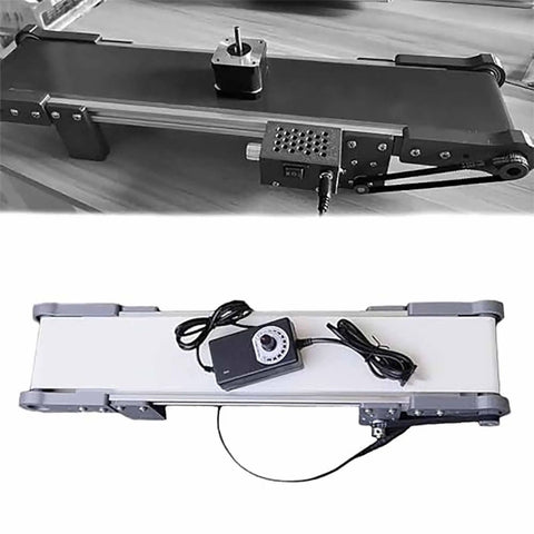 Mini Electric Desktop Conveyor Belt For DIY Projects With Adjustable Speed 0 To 116 RPM And Forward And Reverse Rotation