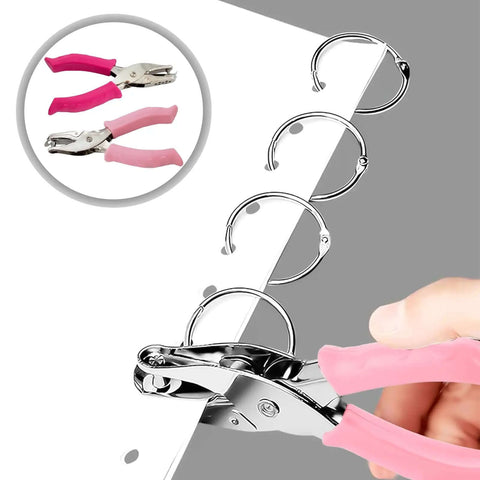 Two Pack One Quarter Inch Hole Punch For Paper Crafts Handheld Circle Punch durable metal puncher with pink handles for home use