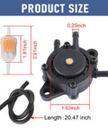 Universal Fuel Pump Replacement For Kohler 17Hp To 25Hp Small Engine Mowers And Tractors Compatible With Honda Yamaha John Deere models in package with dimensions listed