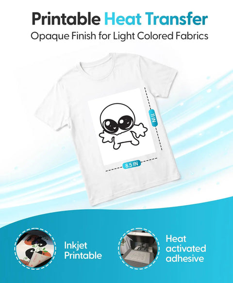 Printable Heat Transfer Material For Light Fabrics Easy To Use Adheres Smoothly On Light Colored T Shirts For Custom Tees