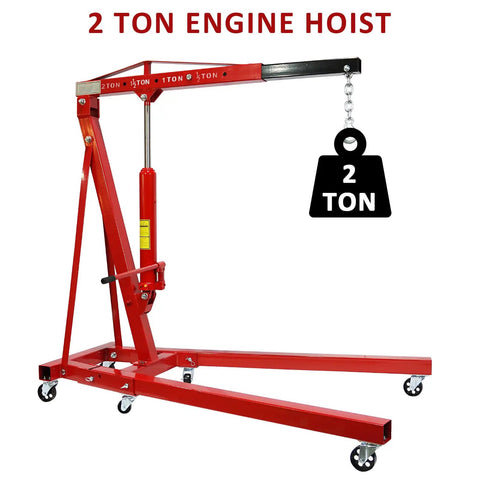 2 Ton Folding Engine Hoist Cherry Picker Shop Crane Lift With Beast Mode Heavy Duty Hydraulic System And 6 Casters