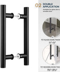 12 Inch Double Sided Push Pull Door Handle Set Matte Black Stainless Steel For Glass And Wood Doors Ergonomic Chamfered Edges H Shape Design Anti Rust Durable And Long Lasting 2 Pack For Easy Installation And Modern Style