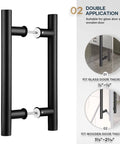 12 Inch Push Pull Door Handle, Double Sided H Shape Sliding Door Handle In Matte Black Stainless Steel, Fits Glass And Wood Doors