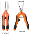 All-Purpose Pruning Shears For Gardening, Stainless Steel Bypass Pruners With Sharp Pointed Tips, Spring-Loaded Hand Shears For Plants And Light Branches, Ergonomic Green Garden Clippers For Easy Yard Work, 6.5 in orange black handles