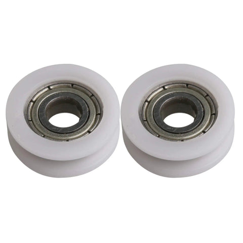 Heavy Duty 1.5mm Depth U Shape Groove Bearing Guide Pulley Wheel 18mm Diameter 5mm Bore 47kg Max Load Pack of 4 Replacement Roller for Sliding Windows Doors Printers, two white rollers