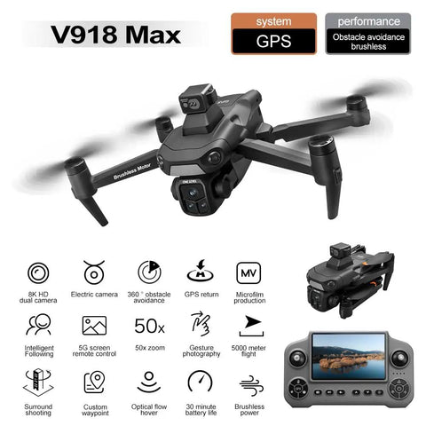 Foldable RC Drone With 1080P Triple HD Camera, 5G FPV Live Video, 360-Degree Laser Obstacle Avoidance, GPS Auto Return