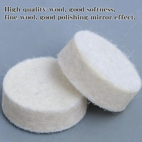 Close-up of wool felt pads from 146 Piece Rotary Tool Buffing And Polishing Kit With Pro Grade Abrasive Wheels, ideal for polishing.