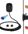 Water Drop Shape Paste Type SPST Button Switch With 1 Meter Wire 12V 220V 10A Push On Push Off Fuse Holder For Fog Lights Neon Lights LED Light Bar DIY Car Wiring Replacement, black inline switch