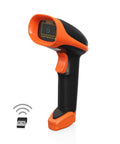 No Fuss Wireless Barcode Scanner With Usb Stand For Lightning Fast 1D 2D Qr Code And Pdf417 Label Reading, featuring orange accents.