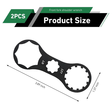 Two Piece Aluminum Front Fork Wrench Set For Bikes, Precision Fit Fork Cap Spanners, XCM XCR XCT RST, Black, 3.89 inch by 1.37 inch