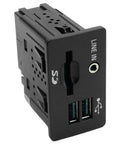 Multi Function Car Audio Interface Module With SD Card Reader for Fusion and Ford SUVs showing audio ports and SD slot.