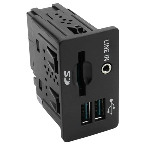 Multi Function Car Audio Interface Module With SD Card Reader for Fusion and Ford SUVs showing audio ports and SD slot.