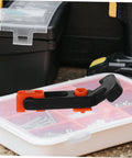 Heavy Duty Hood Latch Kit for Cars and Tool Boxes, T Handle Hasp with Rubber Material, shown on toolbox
